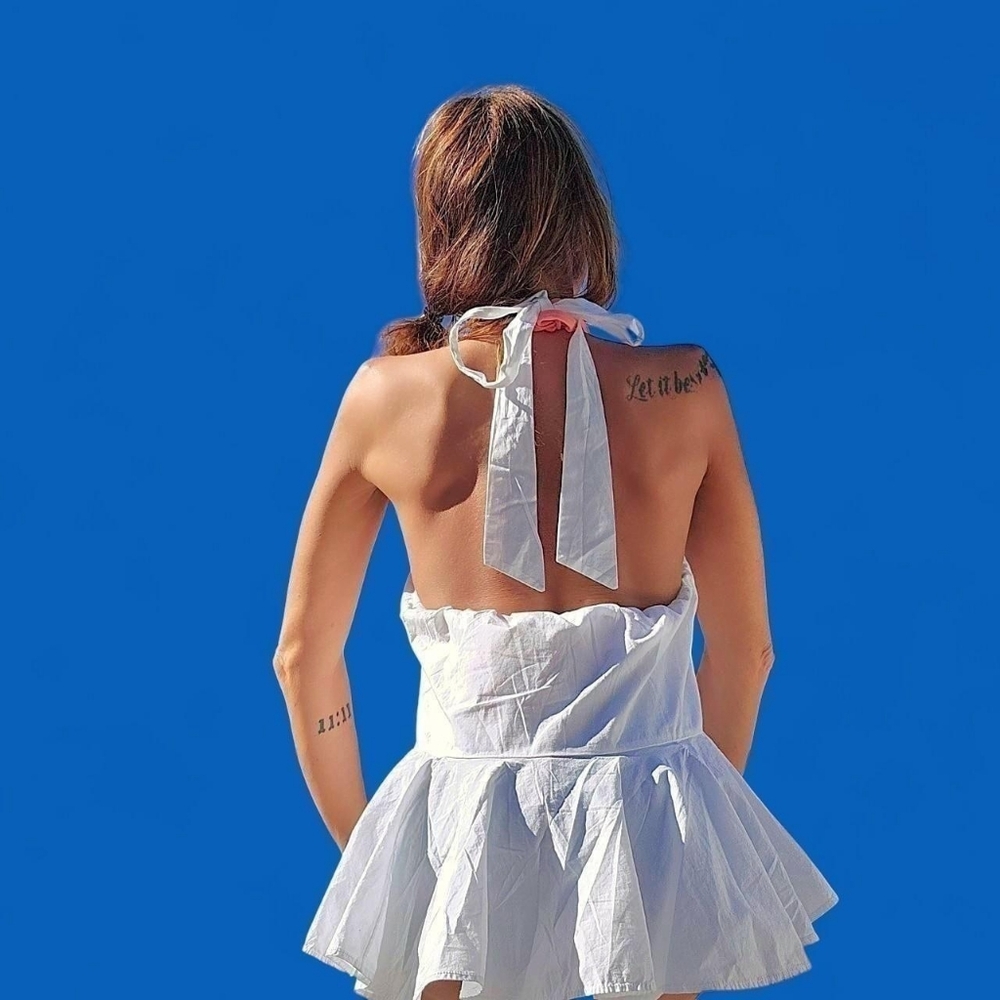 Free People White Ruffle Tunic Tank Top - Picture 6 of 6